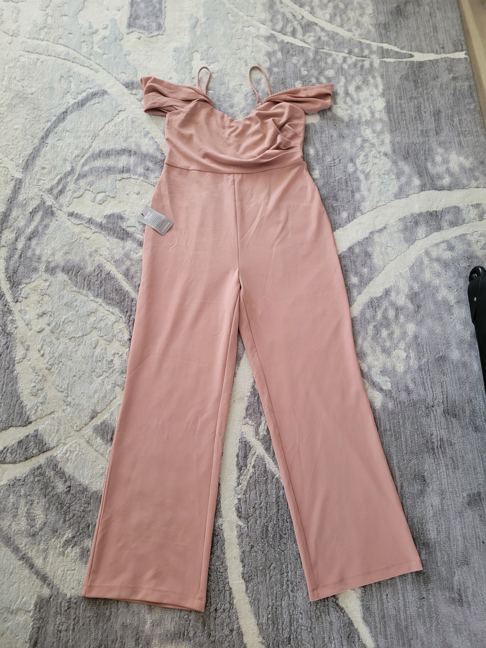 Brand New Le Chateau Dusty Pink Off-Shoulder Wide-Leg Women Jumpsuit Size XL